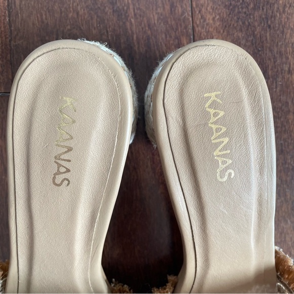 Kaanas Open Toe Heels Shoes Sumatra Tan Block Frayed Woven Sandal Womens Size 9 - Picture 4 of 11